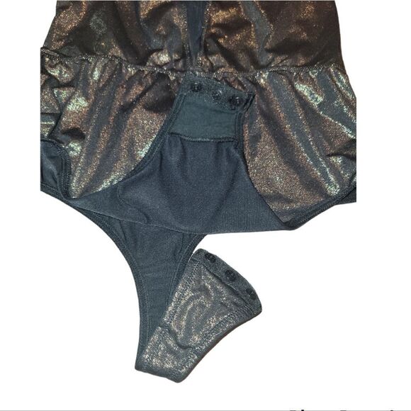Victoria's Secret Gold Metallic Bodysuit Black Mesh Backless S - Picture 11 of 14